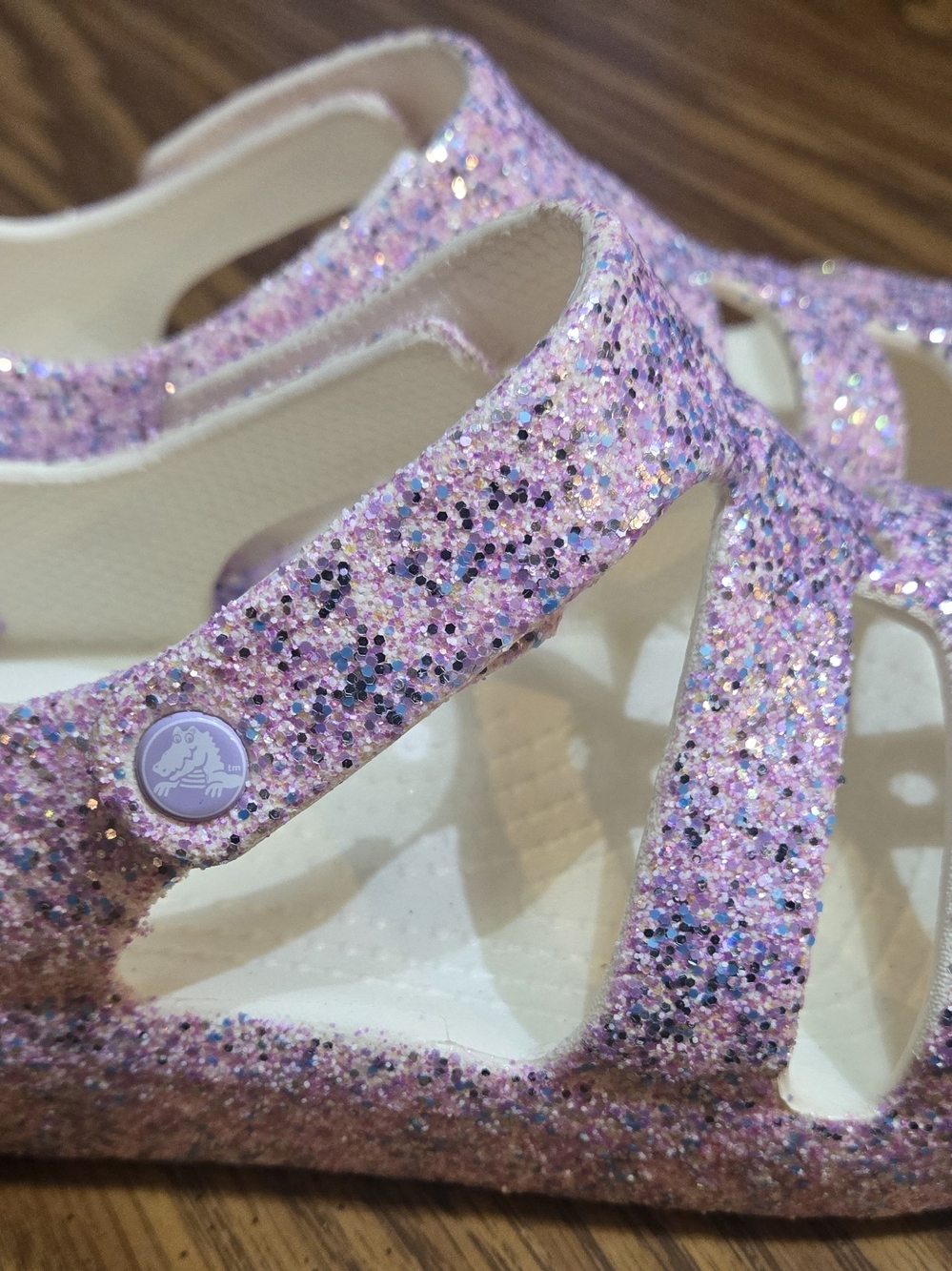 CROCS Kids Pink Glitter Jelly Sandals